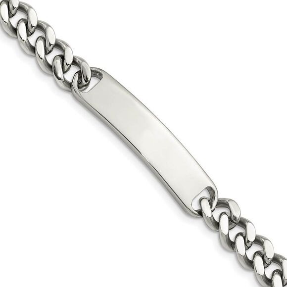 9mm Stainless Steel Curb Link I.D. Bracelet 8.5 Inch